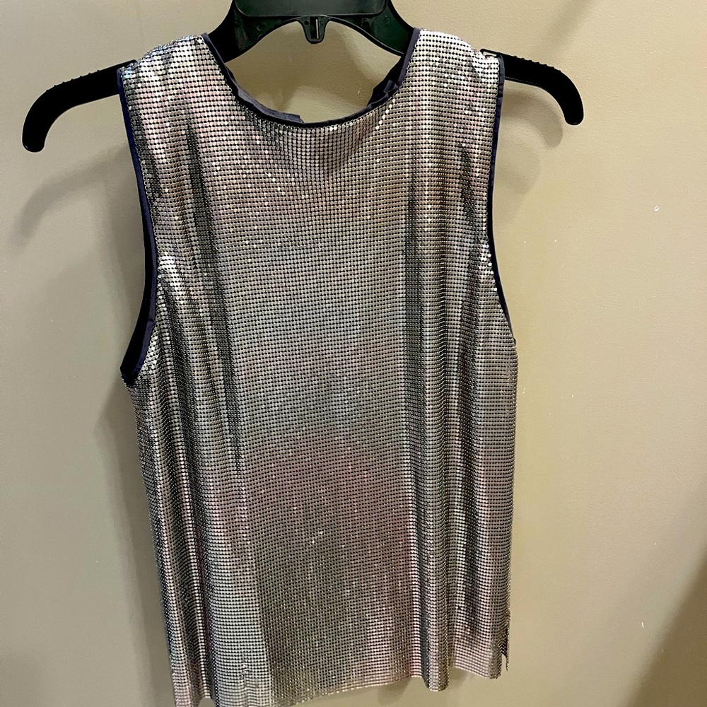 Alice & Olivia silver mesh sleeveless top.  Size 2.